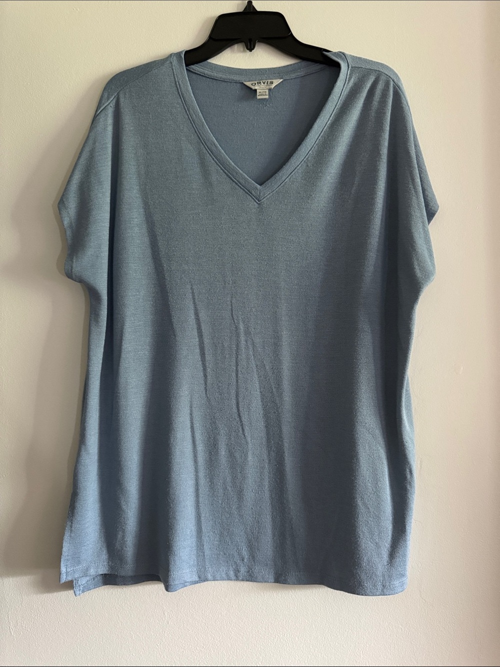Orvis Dusty Blue V-Neck Short Sleeve Sweater Tee